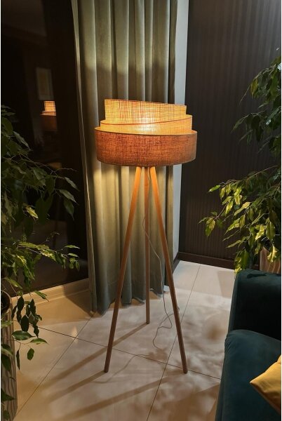 Duolla - Stojací lampa YUTE TRIO 1xE27/15W/230V pr. 45 cm hnědá/šedá/béžová