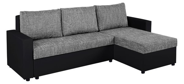 ROHOVÁ SEDAČKA, plast, textil, kompozitní dřevo, šedá, černá P & B - Sedací soupravy, Online Only