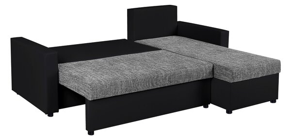 ROHOVÁ SEDAČKA, plast, textil, kompozitní dřevo, šedá, černá P & B - Sedací soupravy, Online Only