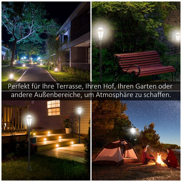 OUTSUNNY Sada dvou solárních luceren Ø18,5 x 129 cm černá