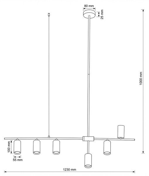 Brilagi - Lustr na lanku CRANE 6xGU10/30W/230V černá
