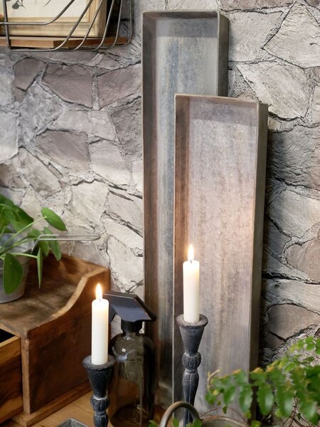 3ks plechový antik dlouhý podnos Old French - 62*13*3/ 52*13*3/ 42*13*3 cm - Chic Antique