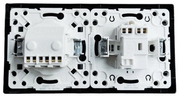 Aigostar - Jednopólový vypínač č. 1 a zásuvka SCHUKO 230V s rámečkem černá