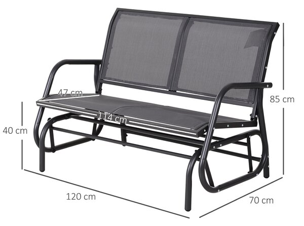 OUTSUNNY Houpací dvoumístná zahradní lavice kovová 120 x 70 x 85 cm šedá