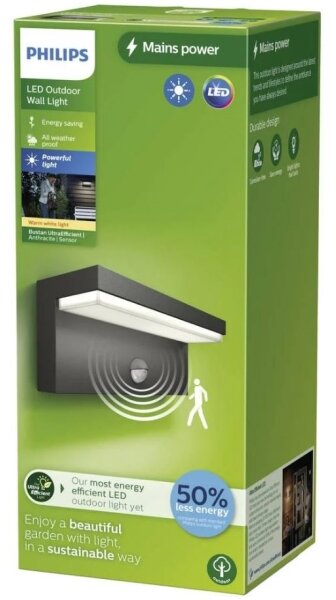 Philips - LED Venkovní nástěnné svítidlo se senzorem BUSTAN LED/3,8W/230V IP44