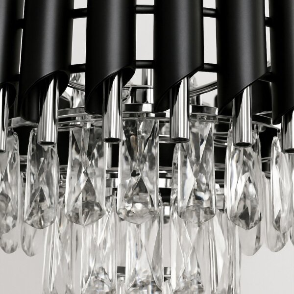 Lustr na řetězu CRISTAL 5xE14/10W/230V černá/matný chrom