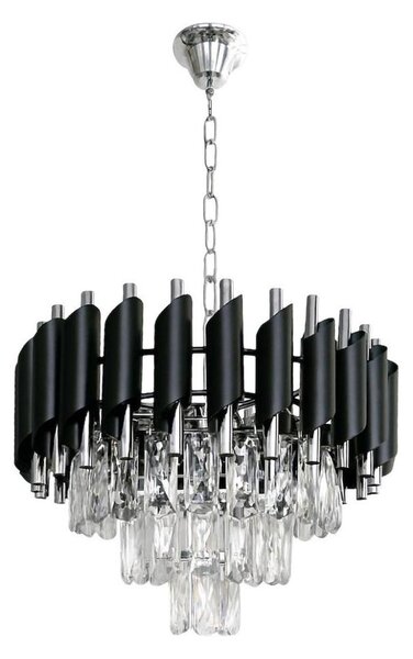 Lustr na řetězu CRISTAL 5xE14/10W/230V černá/matný chrom