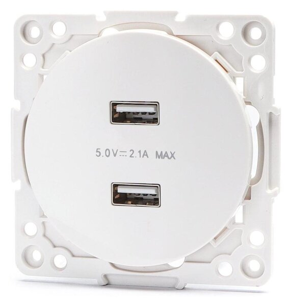 Aigostar - USB napájecí zásuvka bez rámečku 2x USB-A bílá