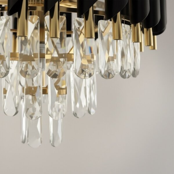 Přisazený lustr CRISTAL 5xE14/10W/230V černá/zlatá