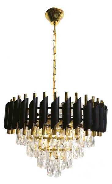 Lustr na řetězu CRISTAL 7xE14/10W/230V černá/zlatá