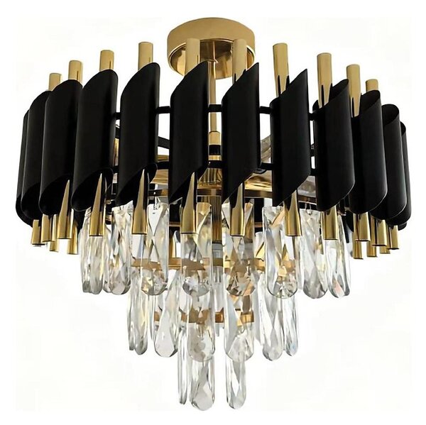 Přisazený lustr CRISTAL 5xE14/10W/230V černá/zlatá