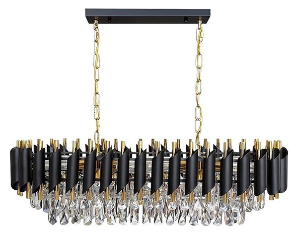 Lustr na řetězu CRISTAL 10xE14/10W/230V černá/zlatá