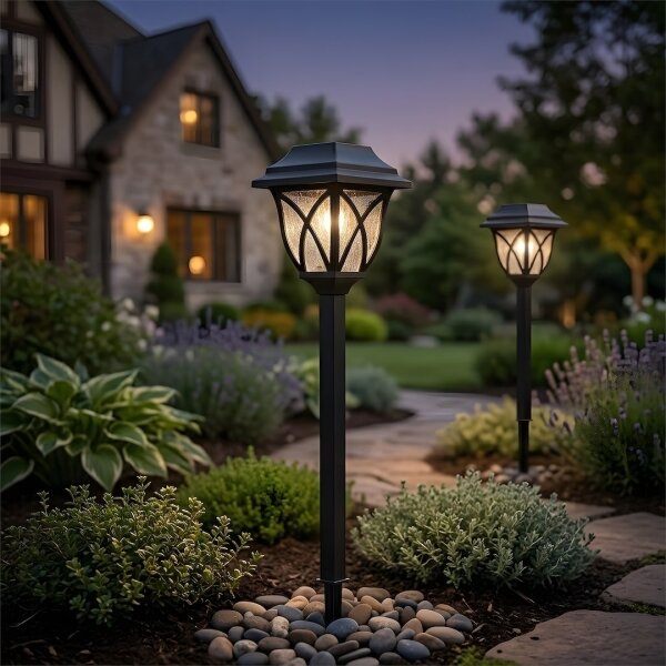LED Solární lampa LAWN LED/1,2V 100 mAh 3000K 44 cm IP44 černá