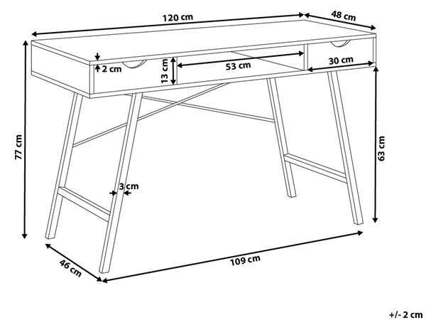 Pracovní stůl CLARITA Světle hnědá 120 cm 48 cm se zásuvkami