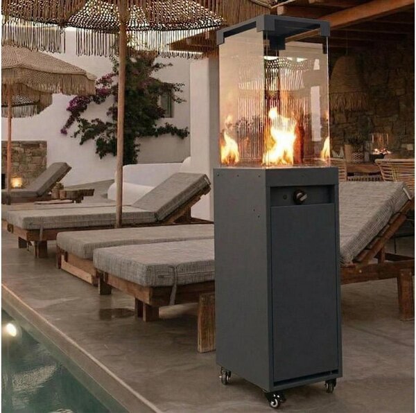 Brilagi - Venkovní plynový krb FLARO GAS 142x36 cm 8kW 1xAAA antr +ochranný kryt