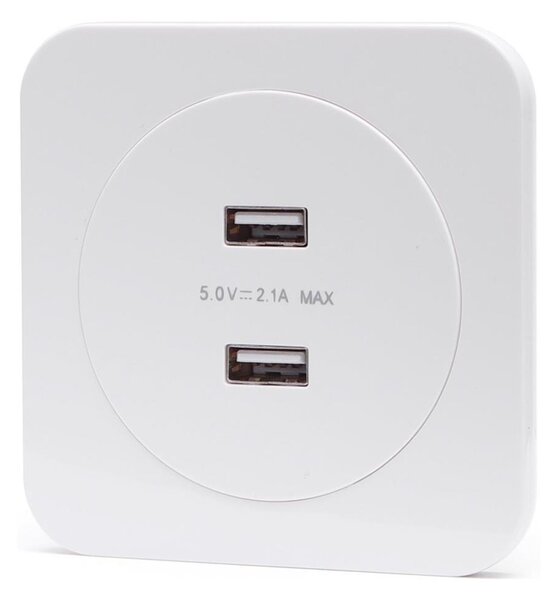 Aigostar - USB napájecí zásuvka s rámečkem 2x USB-A bílá