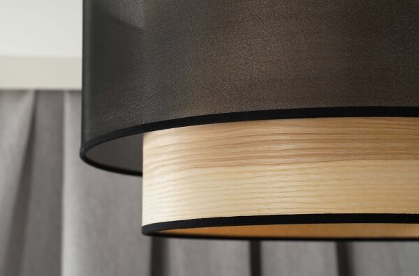 Duolla - Přisazený lustr WOOD BOHO 1xE27/15W/230V pr. 45 cm černá/béžová