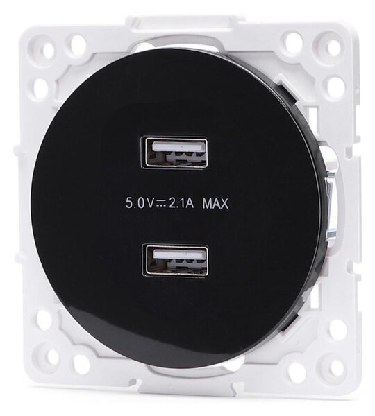 Aigostar - USB napájecí zásuvka bez rámečku 2x USB-A černá