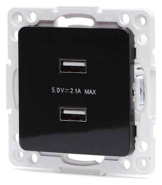 Aigostar - USB napájecí zásuvka bez rámečku 2x USB-A černá
