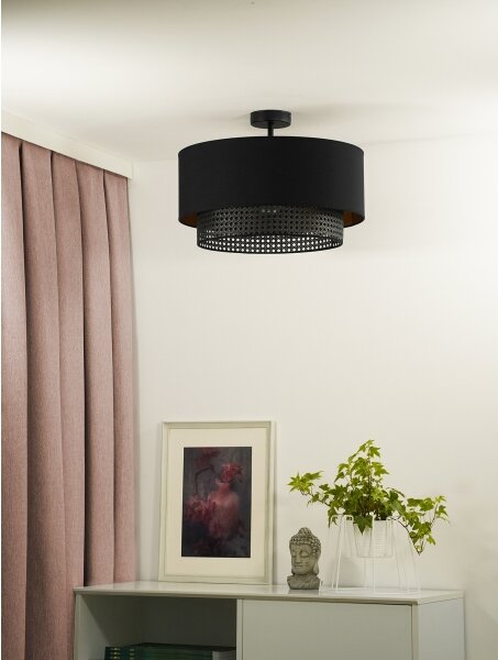 Duolla - Přisazený lustr BOHO RATTAN 1xE27/15W/230V pr. 45 cm černá