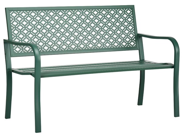 Zahradní lavice HOMCOM nosnost 280 kg 127 x 63 x 83 cm tmavě zelená