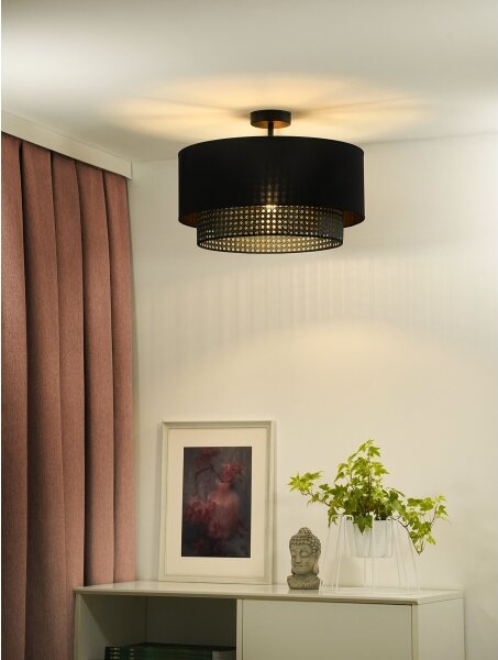 Duolla - Přisazený lustr BOHO RATTAN 1xE27/15W/230V pr. 45 cm černá