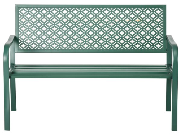 Zahradní lavice HOMCOM nosnost 280 kg 127 x 63 x 83 cm tmavě zelená