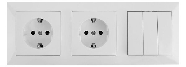 Aigostar - Trojitý vypínač č. 3 a 2x zásuvka SCHUKO 230V s rámečkem bílá