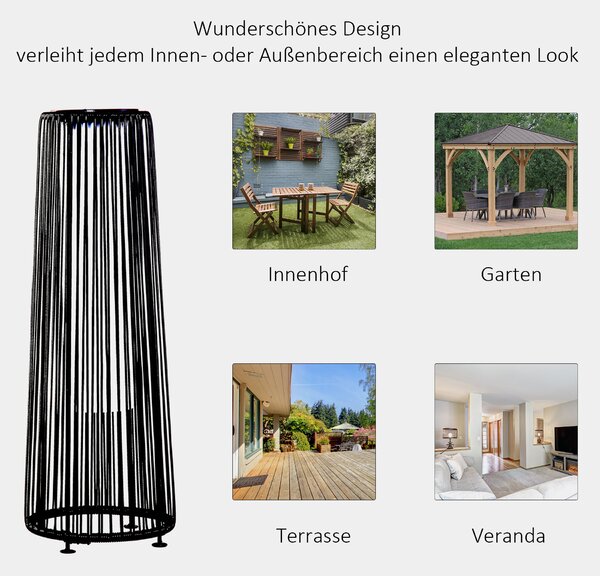 OUTSUNNY Zahradní lampa solární se světelným senzorem 22 x 22 x 61 cm černá