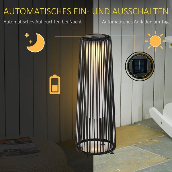 OUTSUNNY Zahradní lampa solární se světelným senzorem 22 x 22 x 61 cm černá