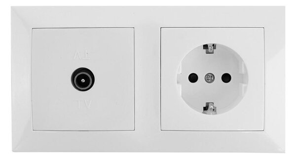 Aigostar - TV zásuvka a zásuvka SCHUKO 230V s rámečkem bílá