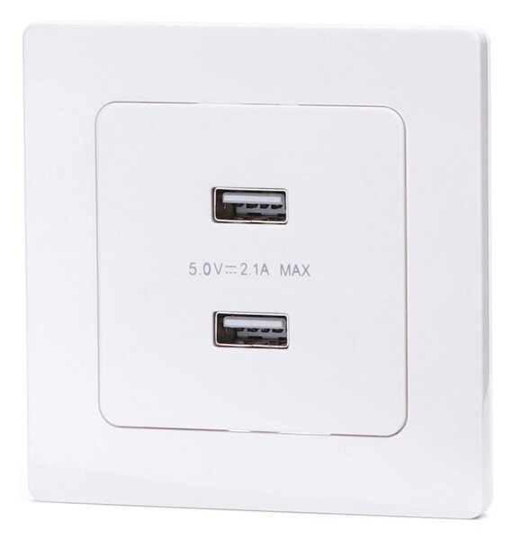 Aigostar - USB napájecí zásuvka s rámečkem 2x USB-A bílá
