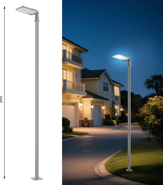 Brilagi-LED Venk. lampa se sloupem a kl. 3 m URBANLIGHT LED/100W/230V šedá IP65