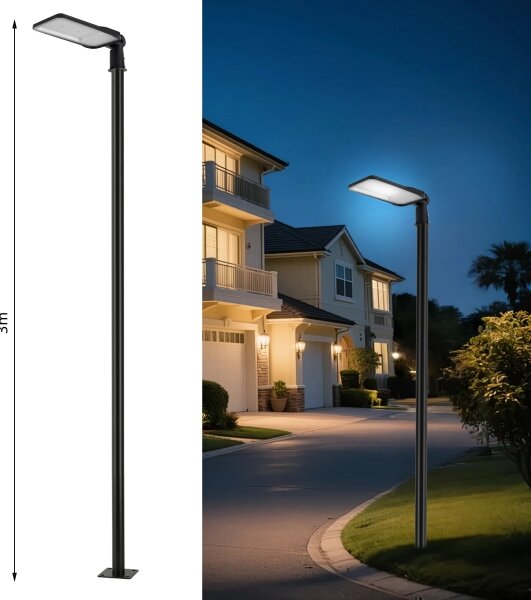 Brilagi-LED Venk. lampa se sloupem a kl. 3 m URBANLIGHT LED/200W/230V černá IP65