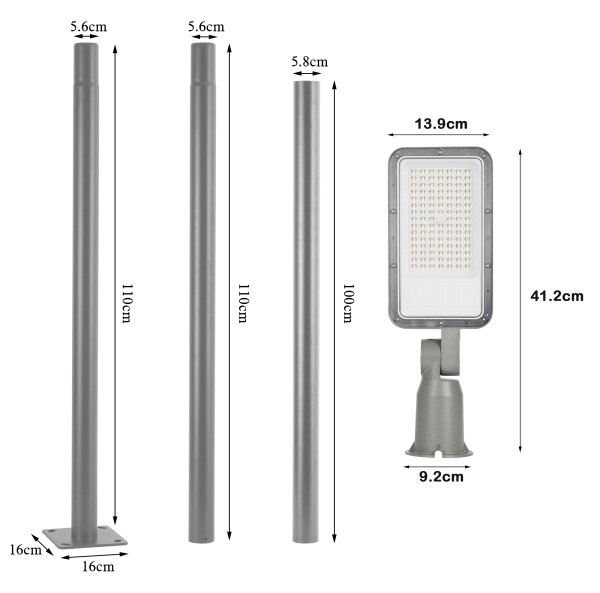 BRILAGI -LED Venk. lampa se sloupem a kl. 3 m URBANLIGHT LED/50W/230V šedá IP65