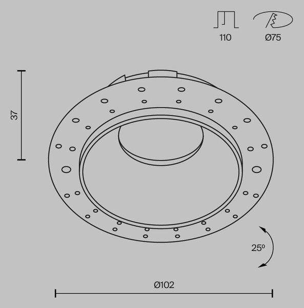 ZAPUŠTĚNÉ BODOVÉ SVÍTIDLO, 10 W/GU10, 10,2/3,7 cm MAYTONI - Online Only svítidla, Online Only