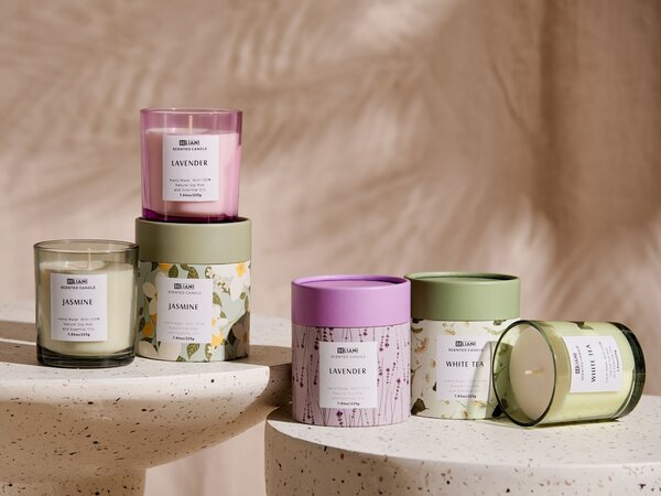 Sada 3 vonných svíček COLORFUL BARREL Sojový vosk Svěží tóny Květinové tóny