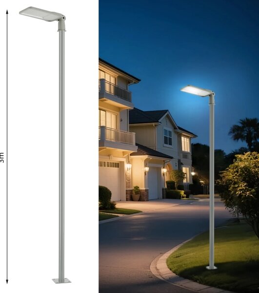 Brilagi-LED Venk. lampa se sloupem a kl. 3 m URBANLIGHT LED/200W/230V šedá IP65