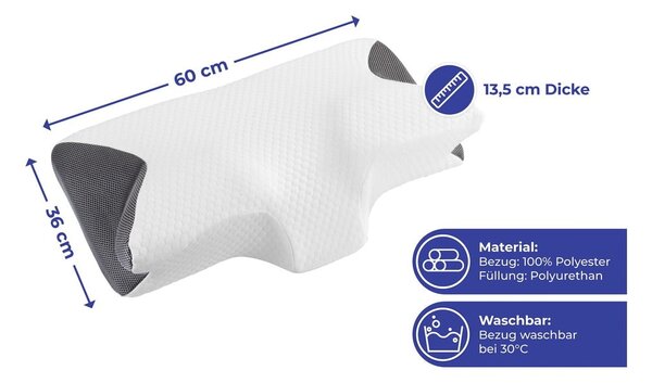 Anatomický polštář s výplní z paměťové pěny 36x60 cm – Maximex