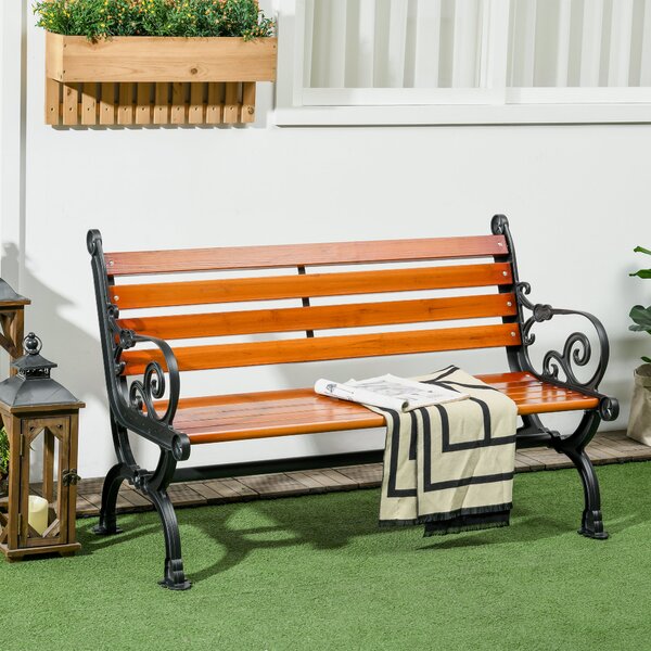 OUTSUNNY Zahradní lavička pro 2 osoby 120 x 64 x 79 cm teakové dřevo