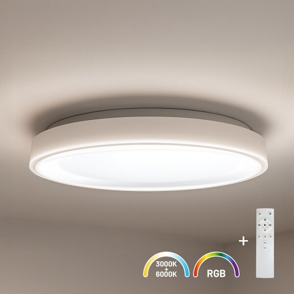 LED RGBW Stm. stropní svítidlo MELO LED/36W/230V 3000-6000K pr. 39 cm bílá + DO