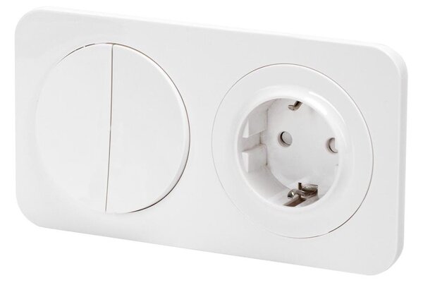 Aigostar - Dvojitý vypínač č. 5 a zásuvka SCHUKO 230V s rámečkem bílá