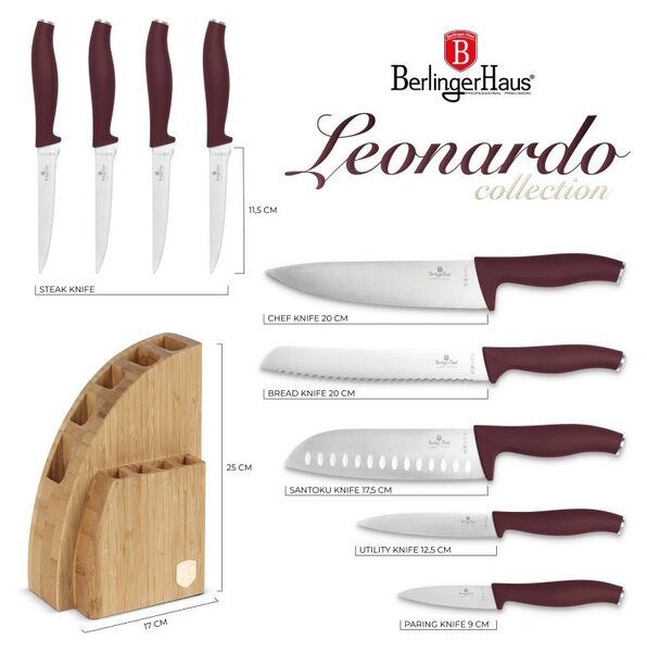 Sada nožů se stojanem BAMBOO 10 ks Leonardo Collection