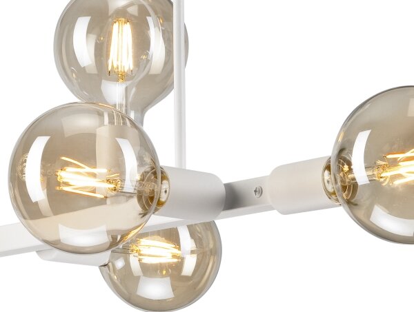 Lustr na tyči ASTRID 8xE27/60W/230V bílá