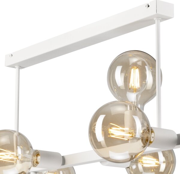Lustr na tyči ASTRID 8xE27/60W/230V bílá