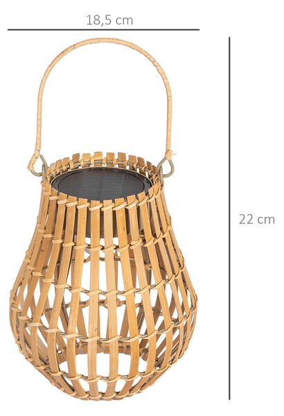 OUTSUNNY Solární zahradní lampa dobíjecí 3 barvy světla s bambusovým stínidlem