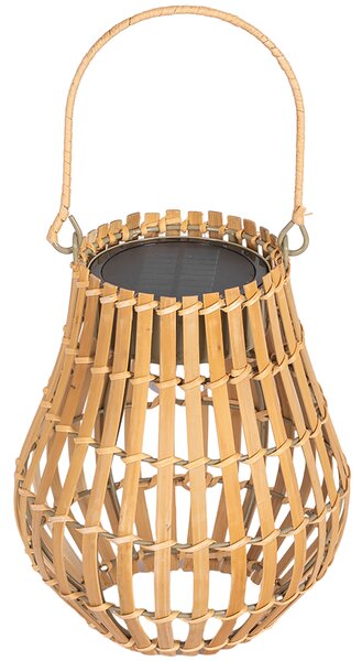 OUTSUNNY Solární zahradní lampa dobíjecí 3 barvy světla s bambusovým stínidlem