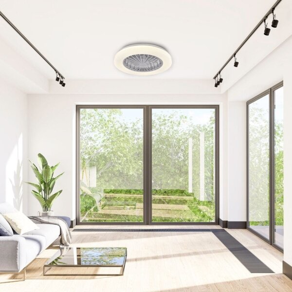 LED Stmívatelné stropní svítidlo s ventilátorem LIBYA LED/48W/230V 3000-6500K+DO