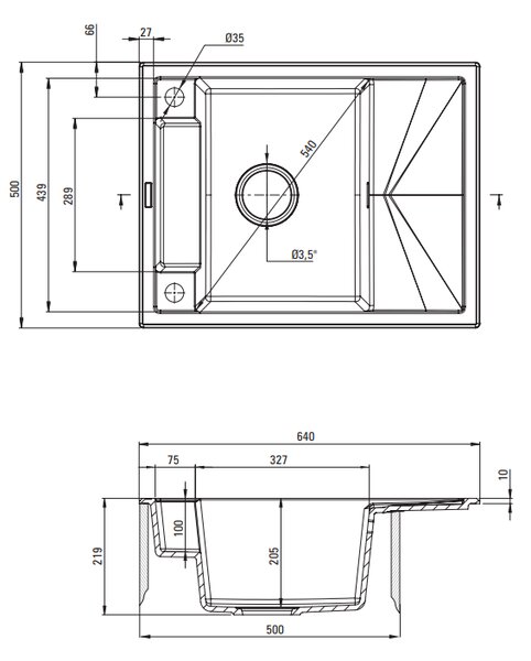Aplomo Magnetic 64 granitový dřez s odkapávačem, černá