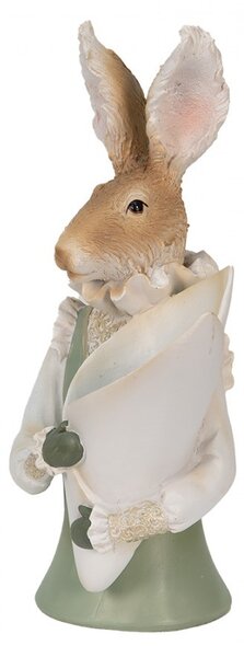 Dekorace zaječí paní v zelené vestičce - 16*13*30 cm - Clayre & Eef